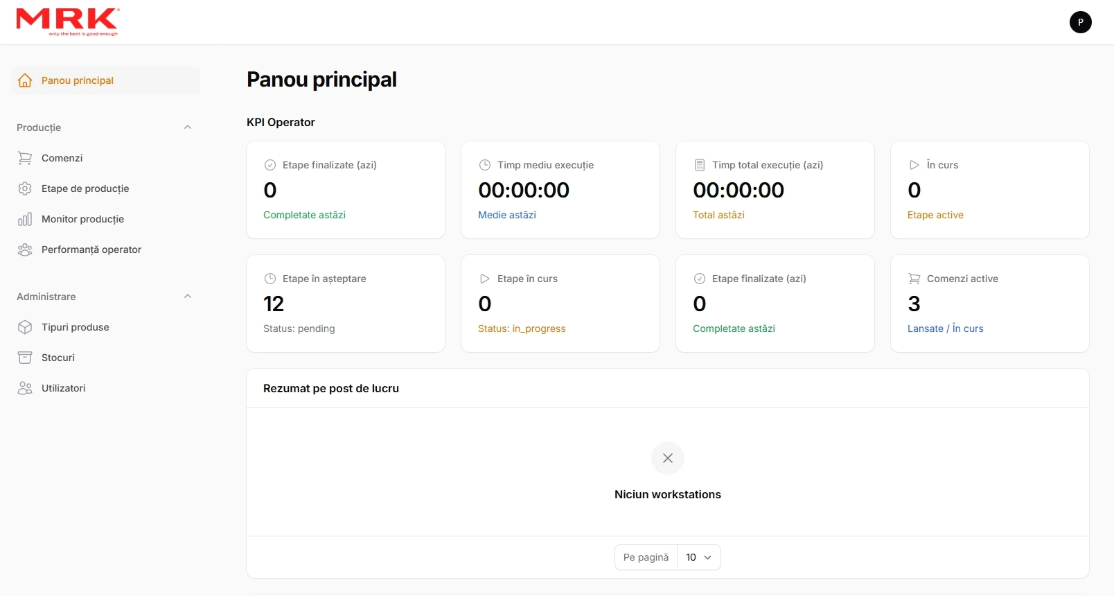 Aplicatie - Flux de producție